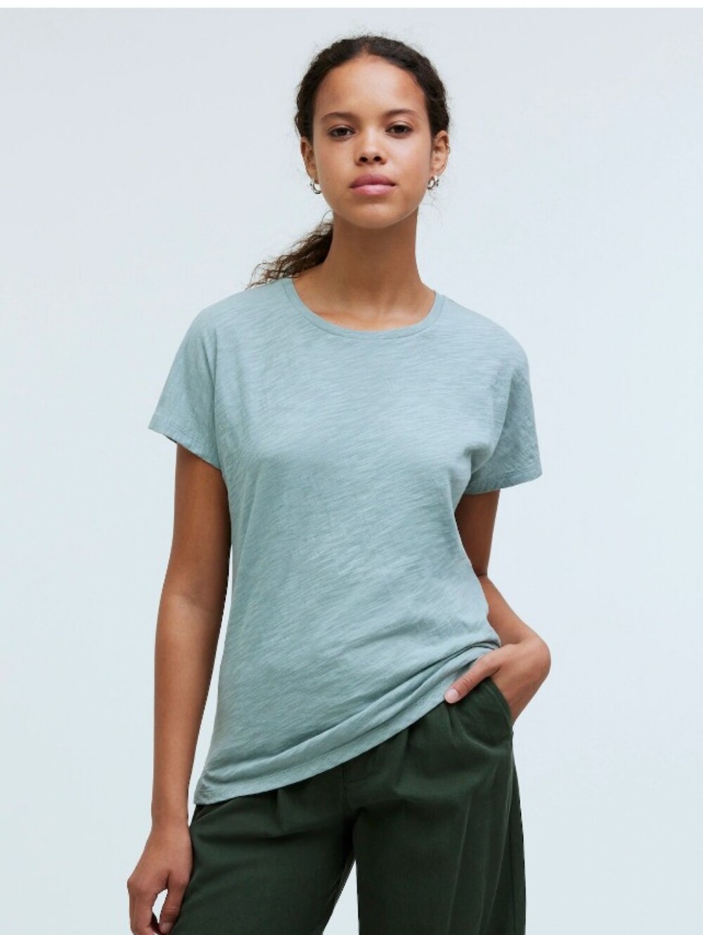 Dolman-Sleeve Crewneck Tee in Slub